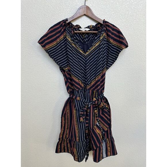 Ranna Gill Anthropologie multicolor mini dress M stripe boho classic fall modest - Picture 1 of 7